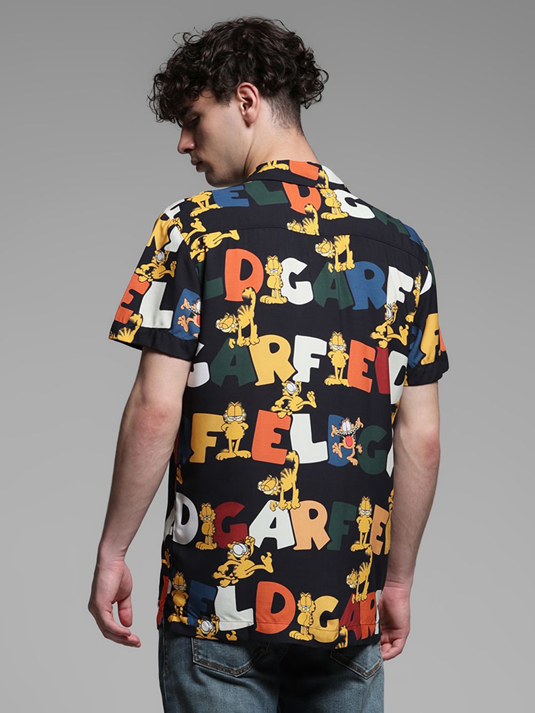 JACK&JONES X GARFIELD Black Typographic Print Shirt