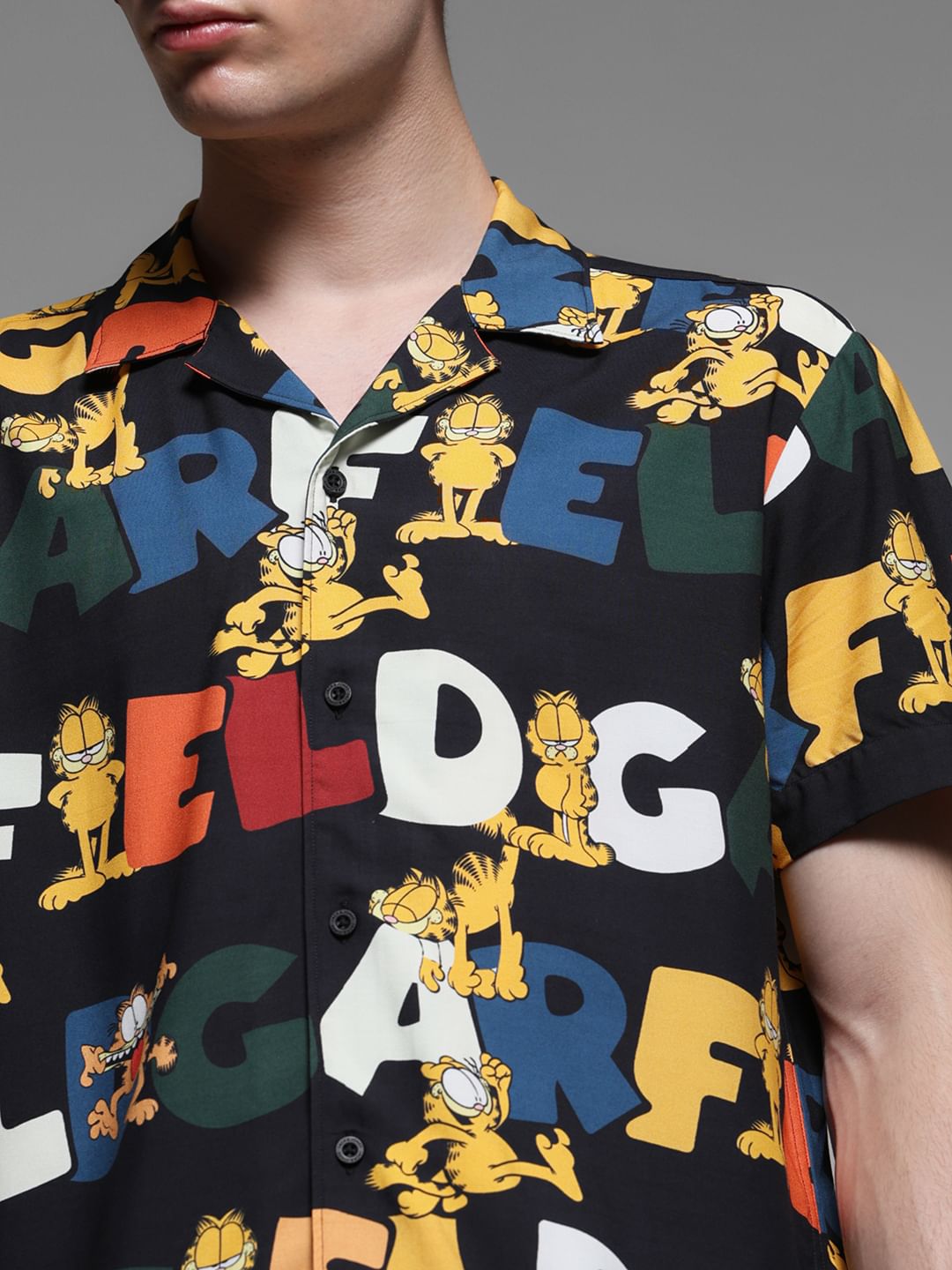JACK&JONES X GARFIELD Black Typographic Print Shirt