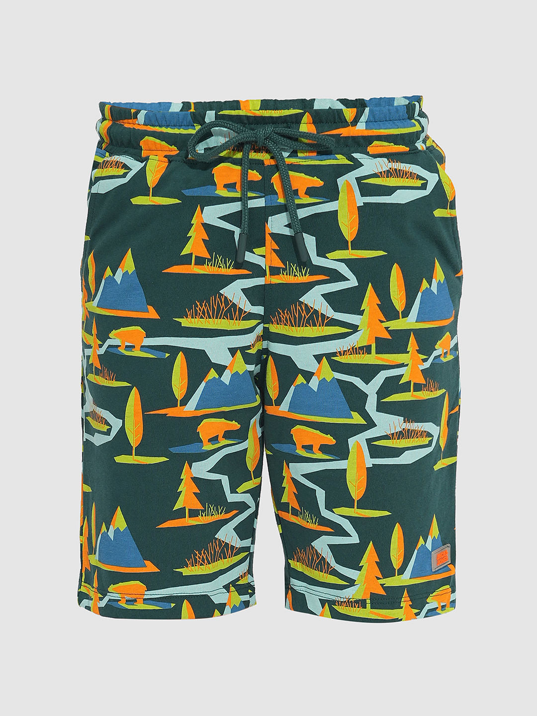 Boys Green Printed Co-ord Set Shorts