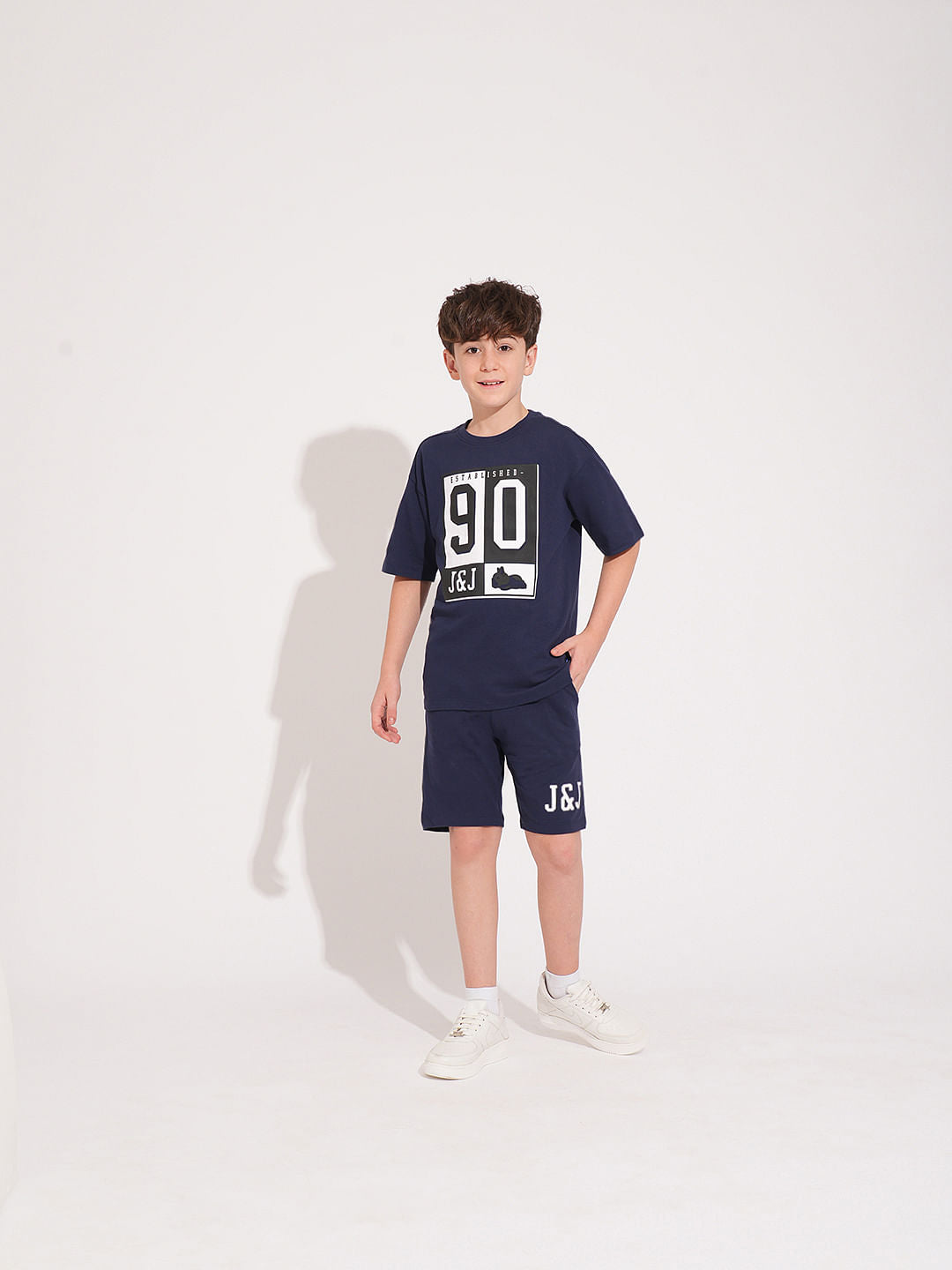 Boys Blue Printed Co-ord Set Shorts