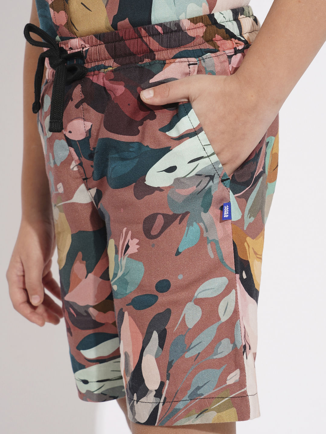 Boys Brown Printed Co-ord Set Shorts