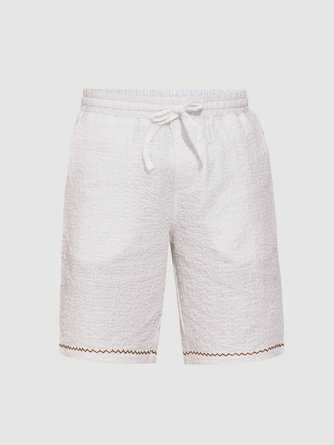 White Embroidered Co-ord Set Shorts