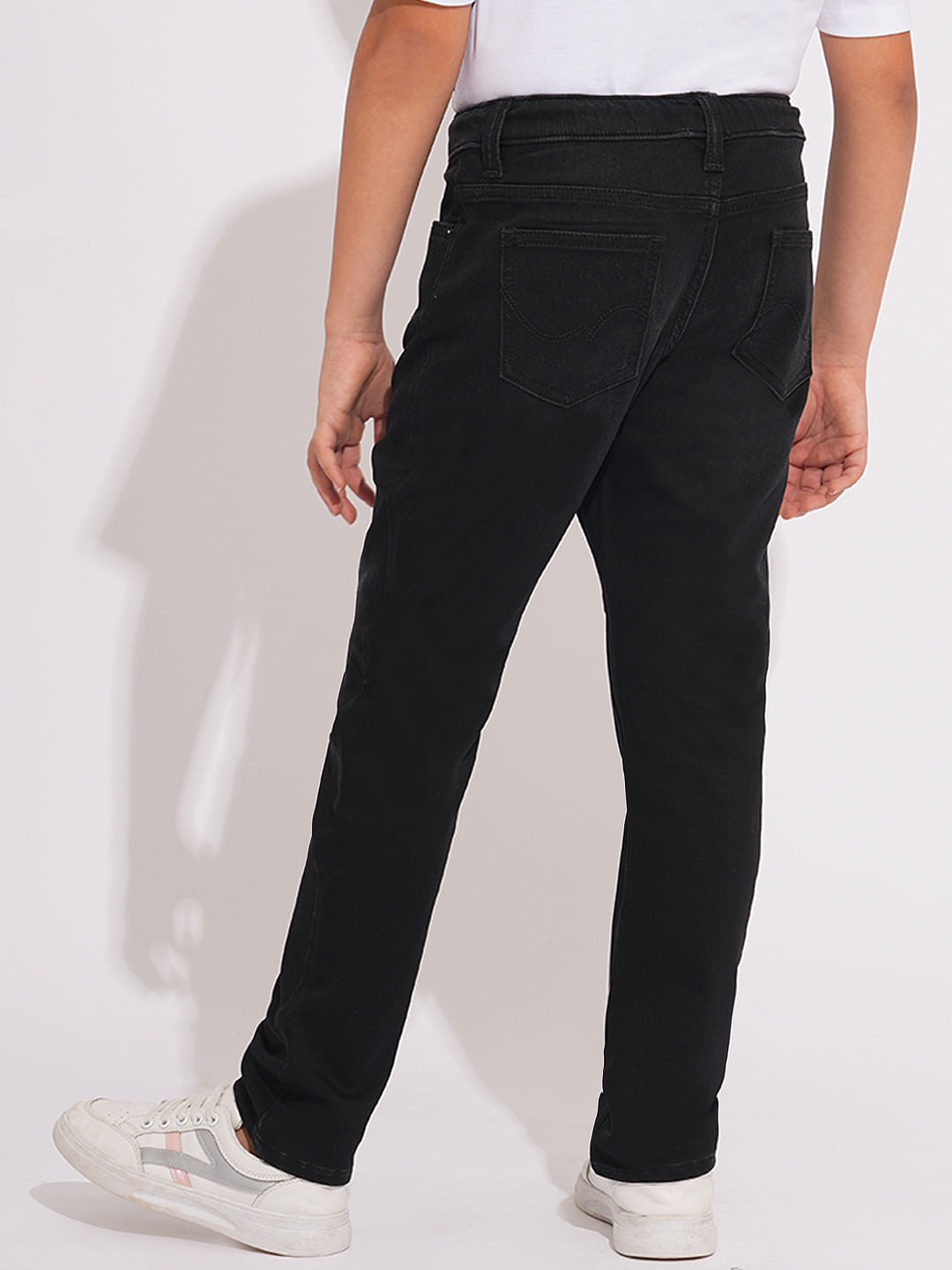 Black Knitted Drawstring Regular Fit Jeans