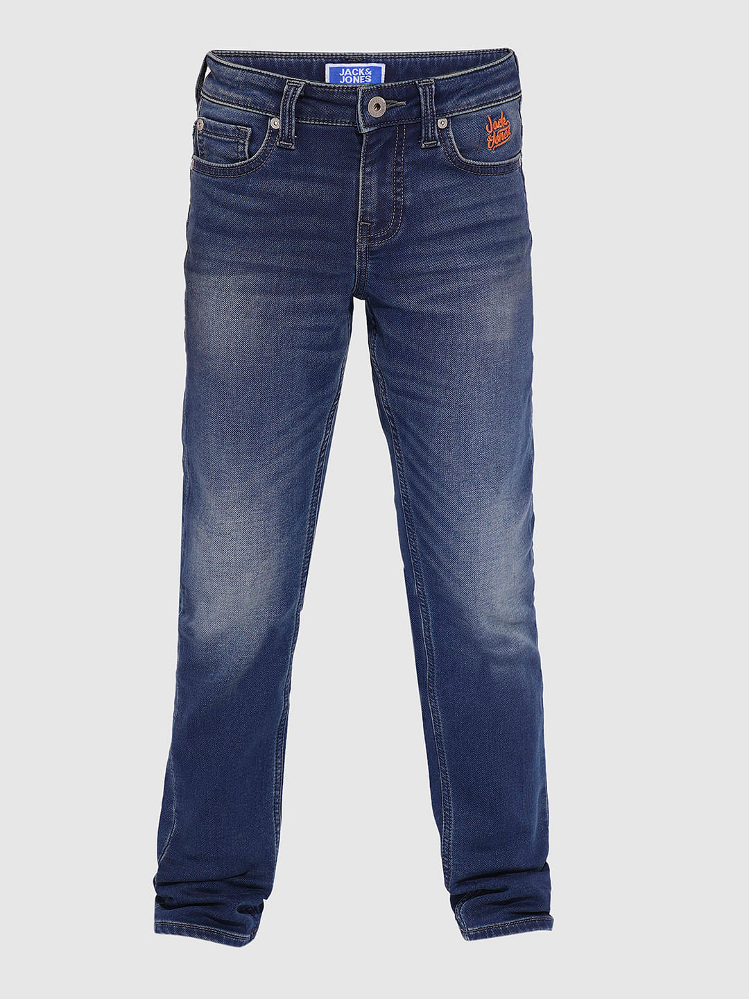 Boys Blue Mid Rise Washed Regular Fit Jeans