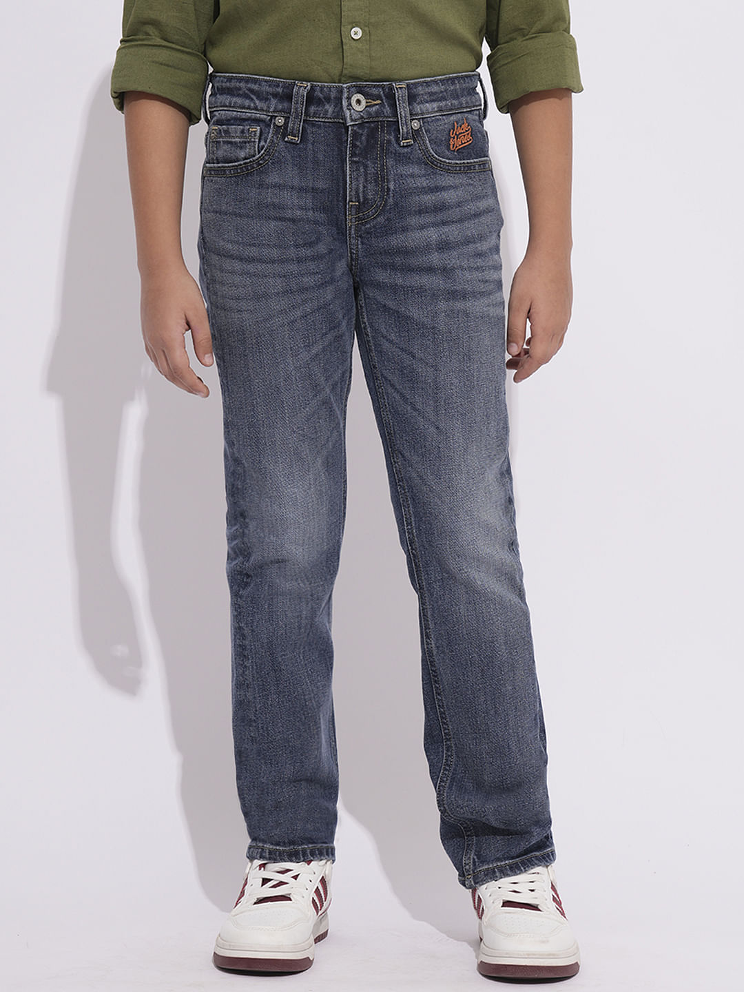 Light Blue Mid Rise Washed Loose Fit Jeans