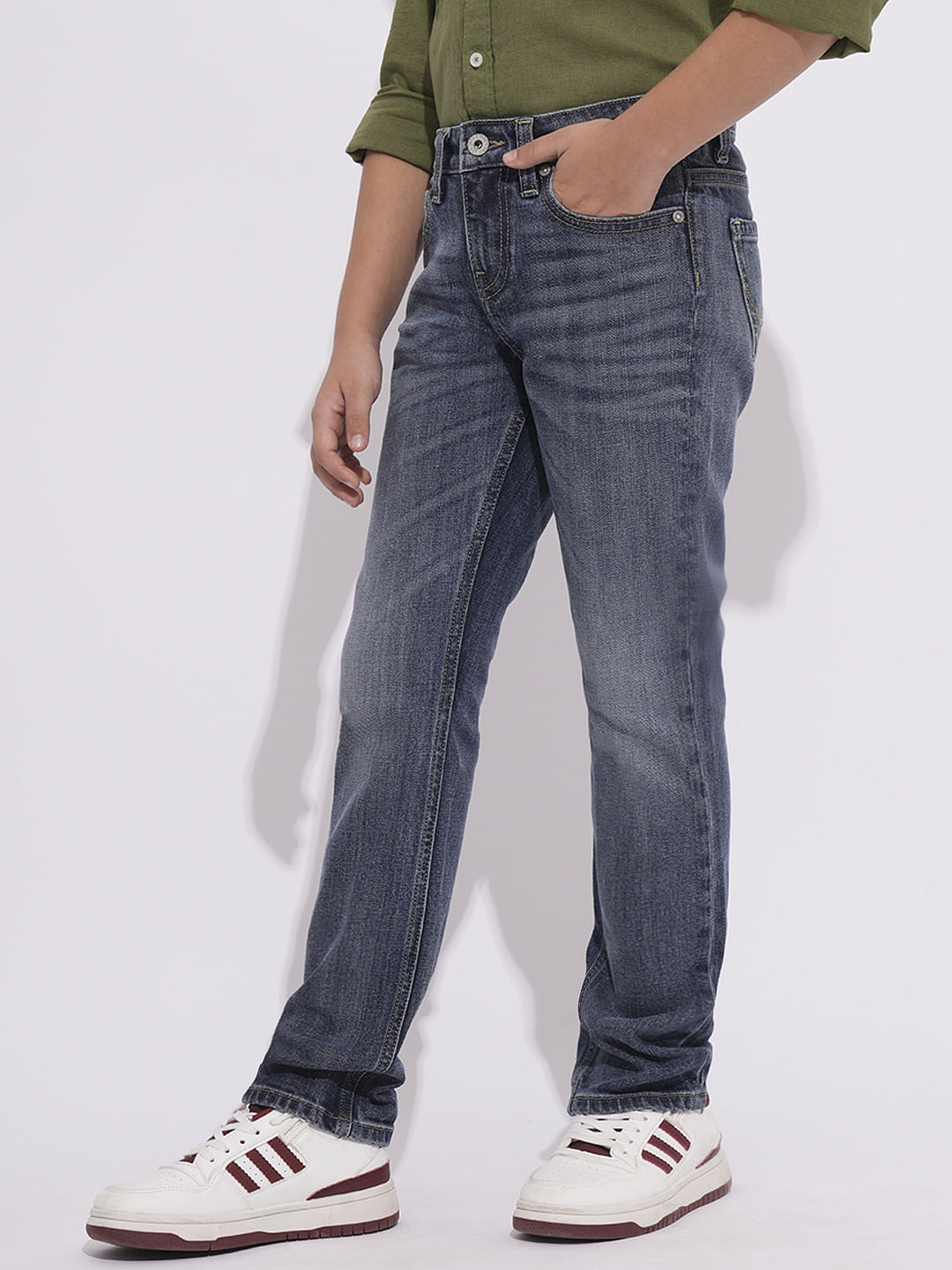 Light Blue Mid Rise Washed Loose Fit Jeans