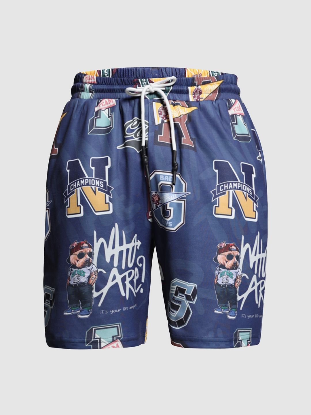 Blue Varsity Print Co-ord Set Shorts