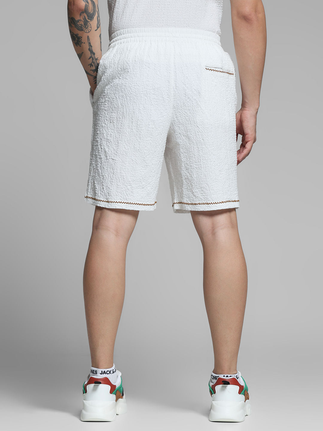 White Embroidered Co-ord Set Shorts