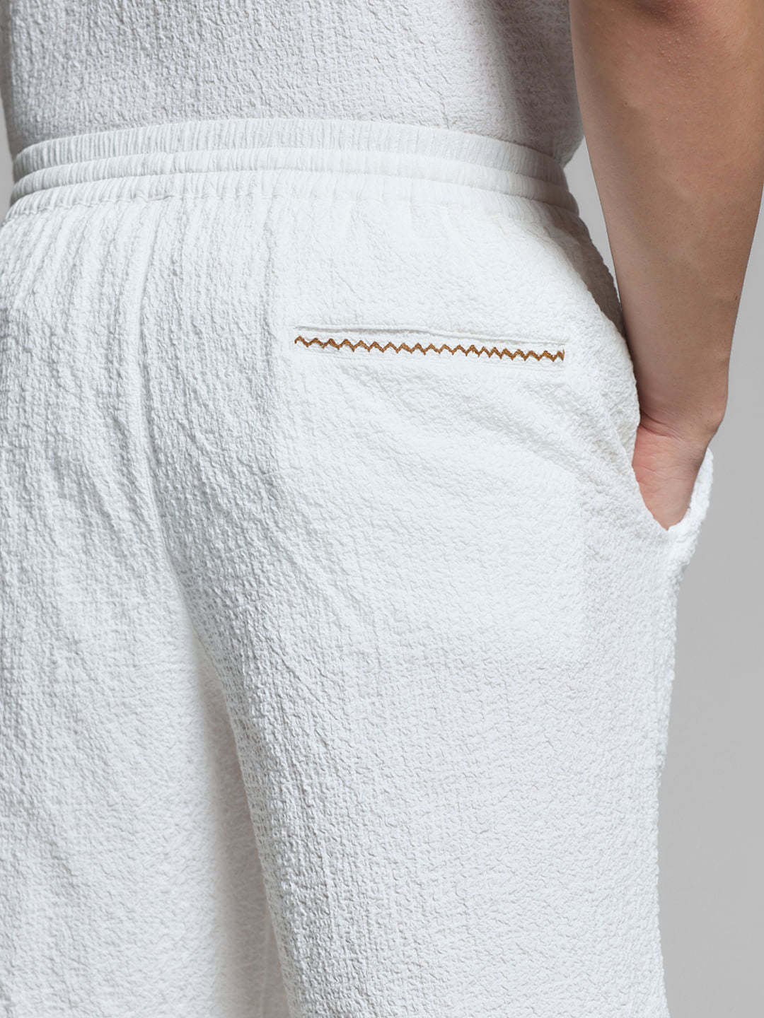 White Embroidered Co-ord Set Shorts