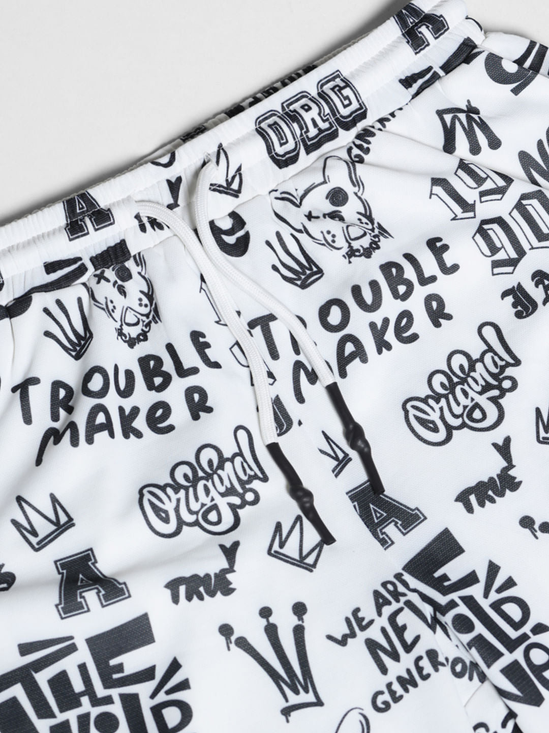 White Abstract Print Co-ord Set Shorts