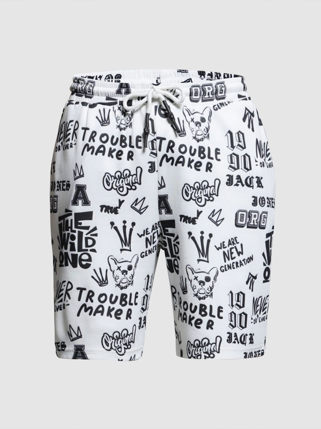 White Abstract Print Co-ord Set Shorts