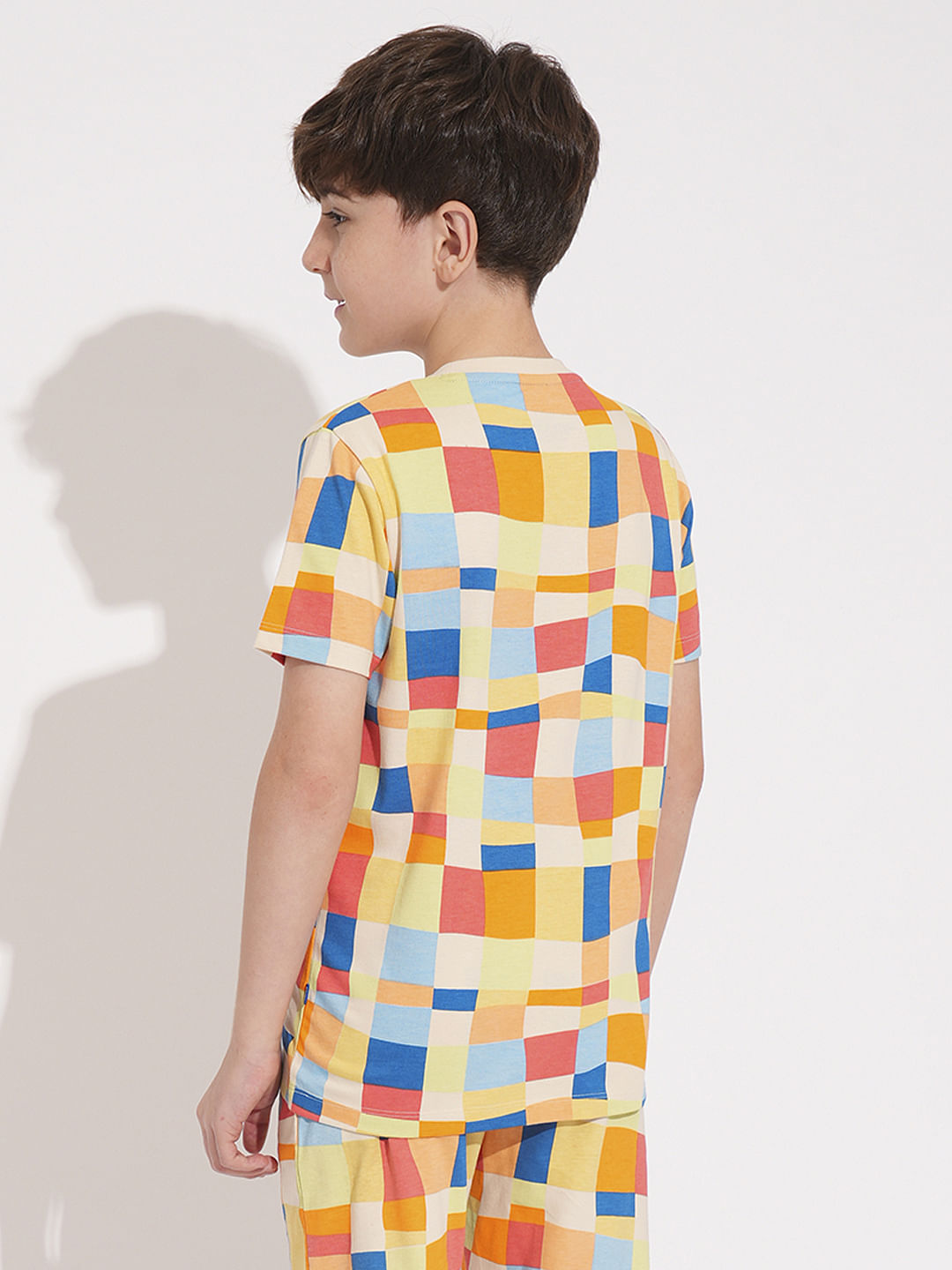 Boys Beige Check Co-ord Set T-shirt