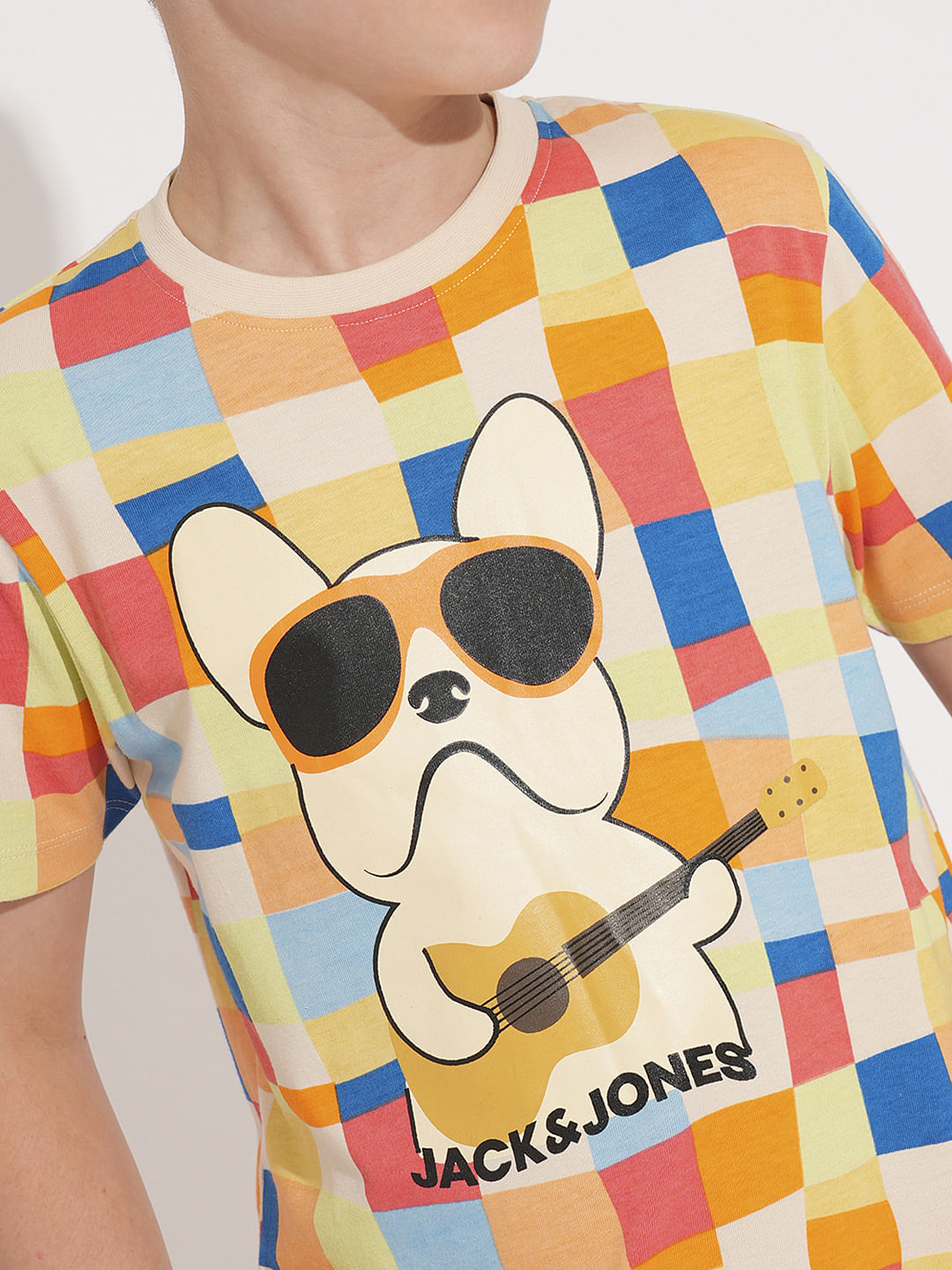 Boys Beige Check Co-ord Set T-shirt