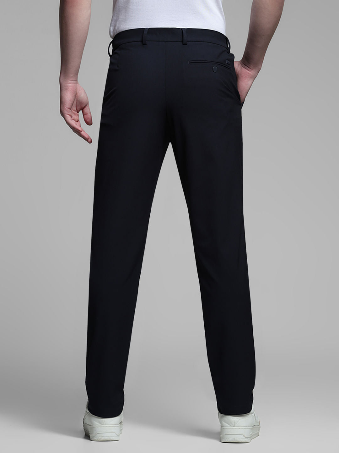 Navy Blue Low Rise Stretch Trousers