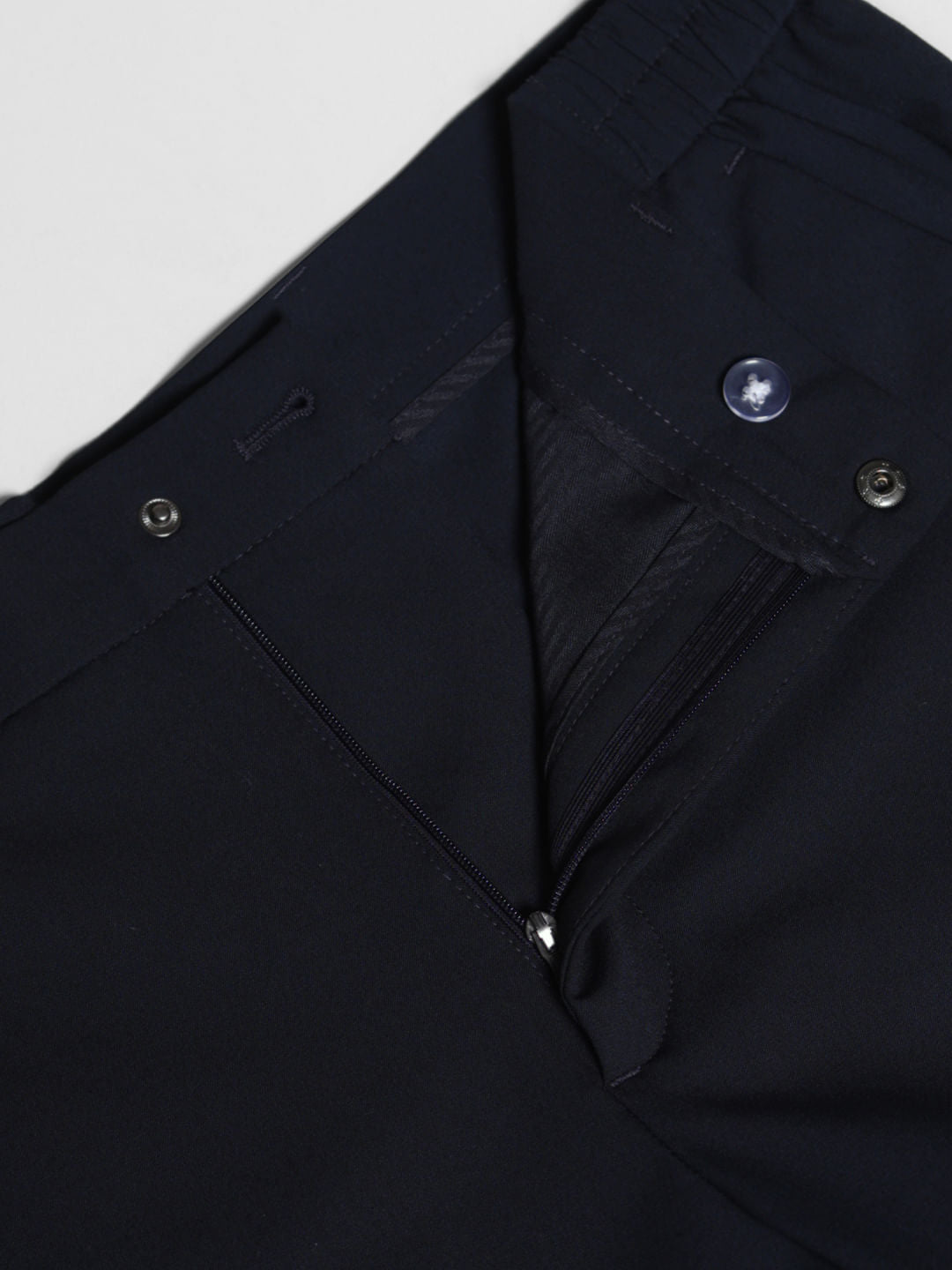 Navy Blue Low Rise Stretch Trousers