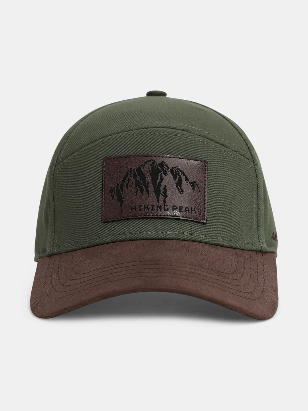 Green Colourblocked Cotton Cap