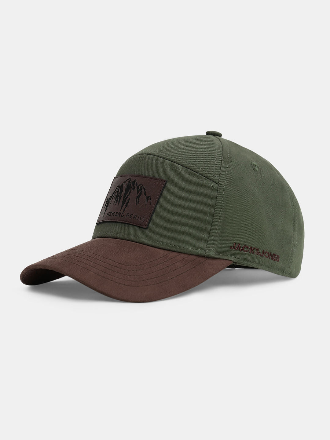 Green Colourblocked Cotton Cap