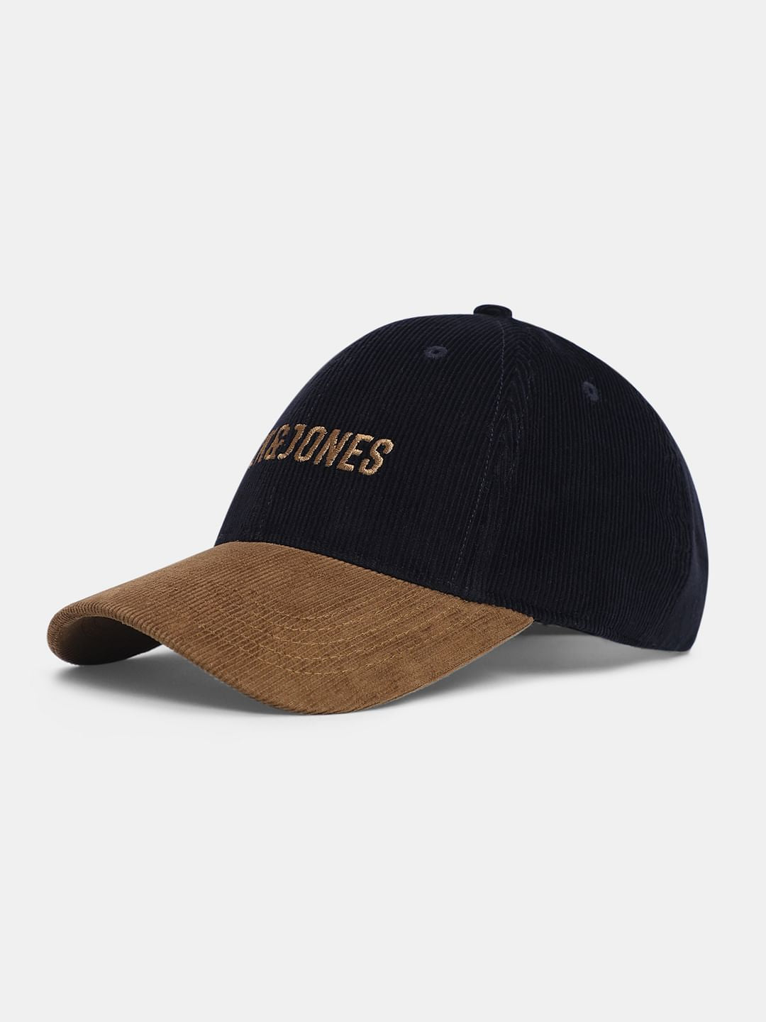 Navy Blue Logo Print Suede Baseball Cap