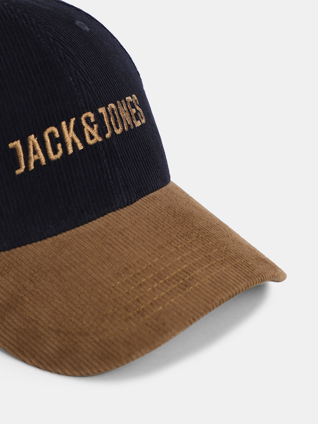 Navy Blue Logo Print Suede Baseball Cap