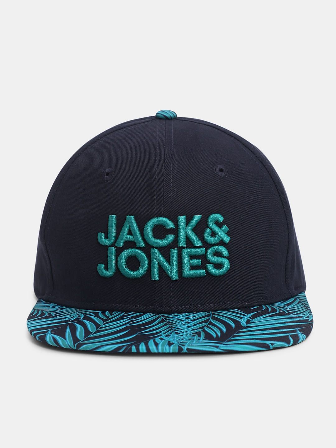 Navy Blue Tropical Print Cotton Cap