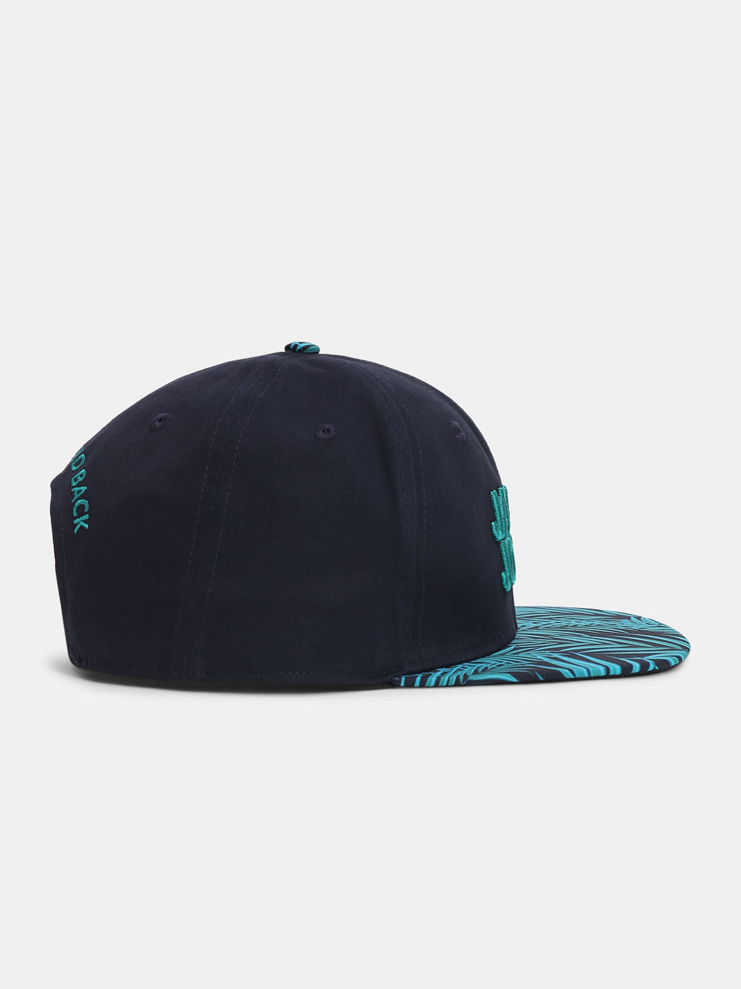 Navy Blue Tropical Print Cotton Cap
