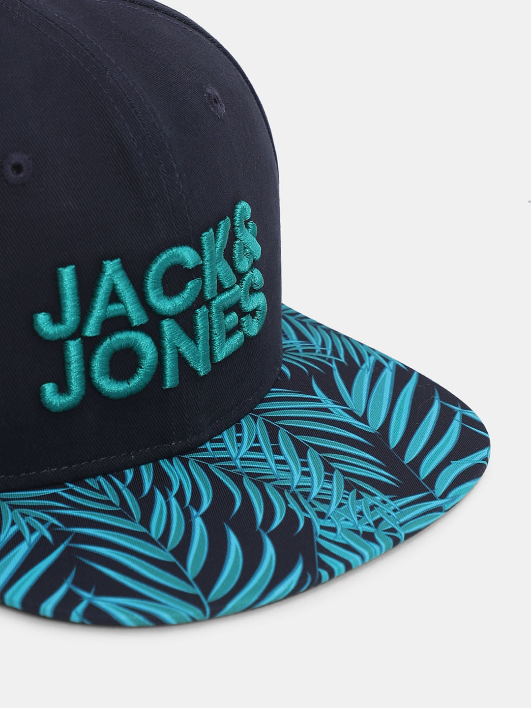 Navy Blue Tropical Print Cotton Cap