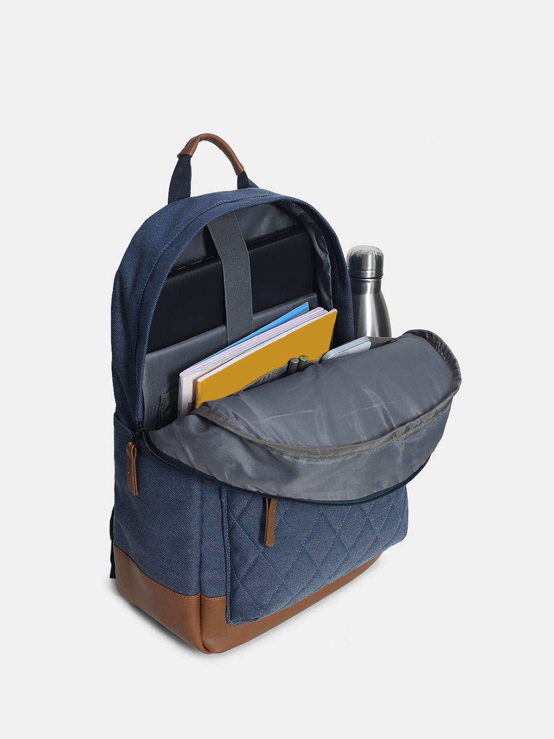 Blue Faded Denim Backpack