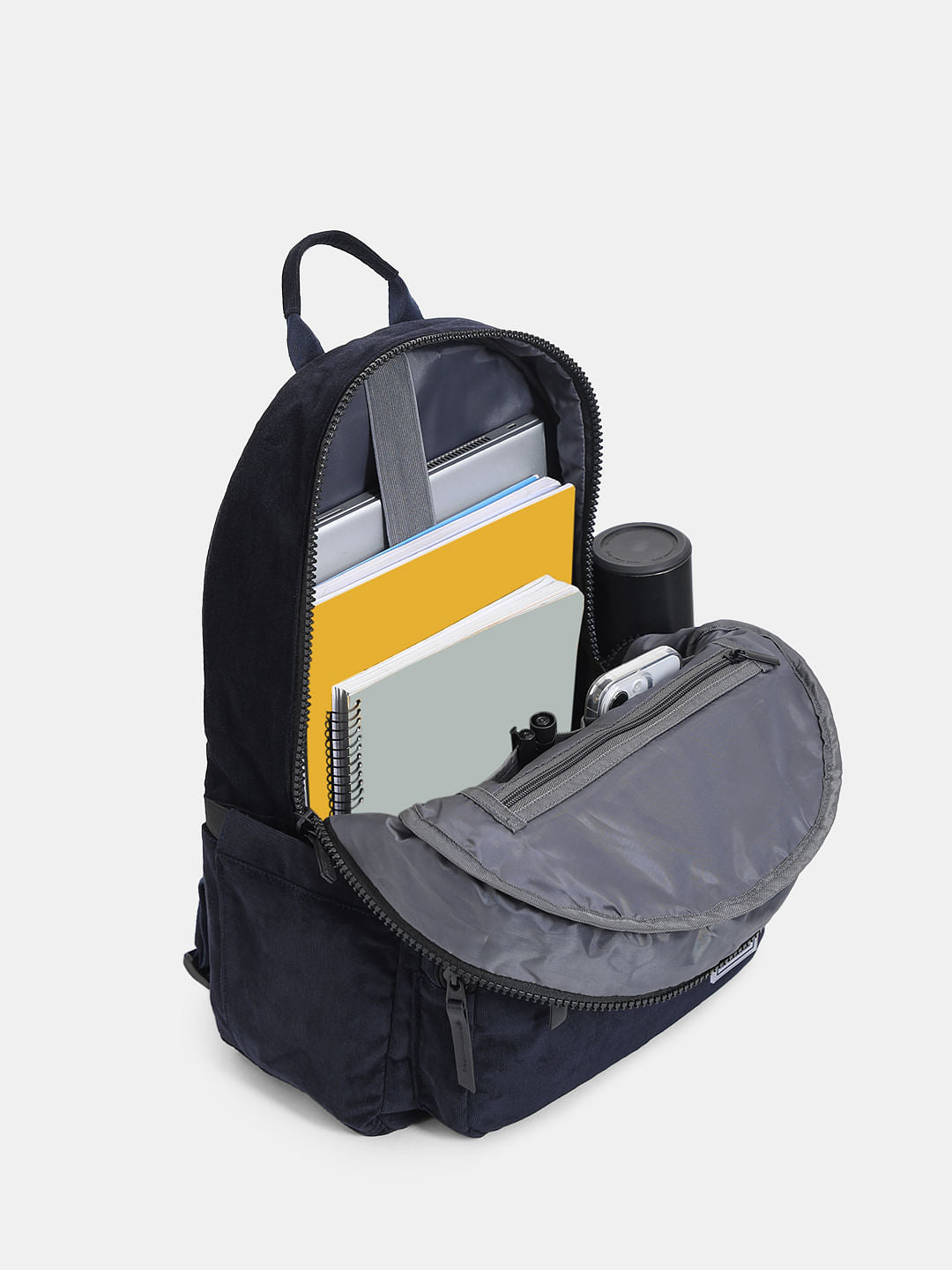 Navy Blue Corduroy Backpack