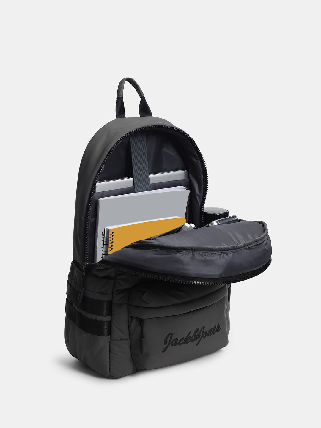 Grey Quilted Backpack