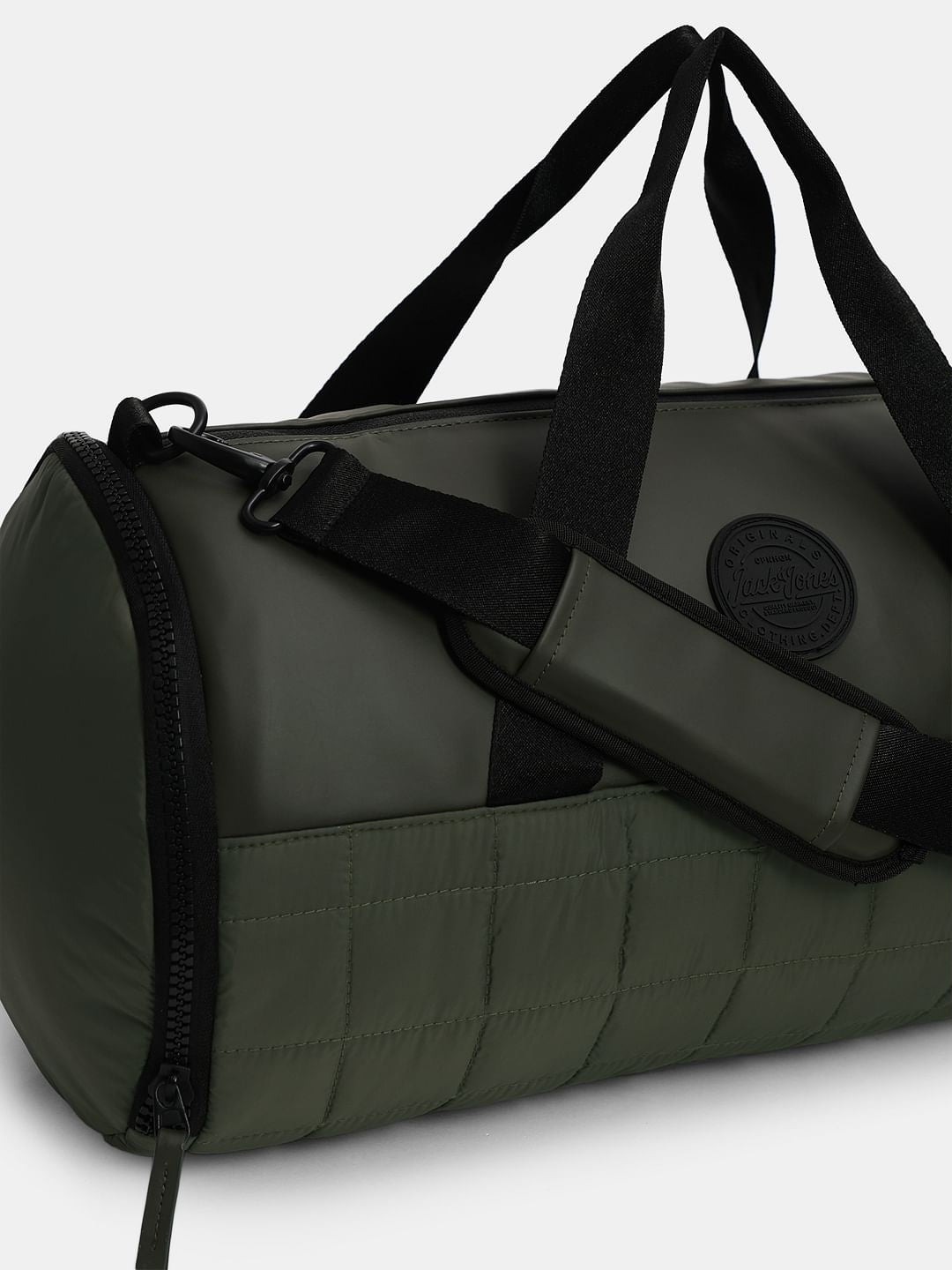 Olive Green Quilted Duffle Bag