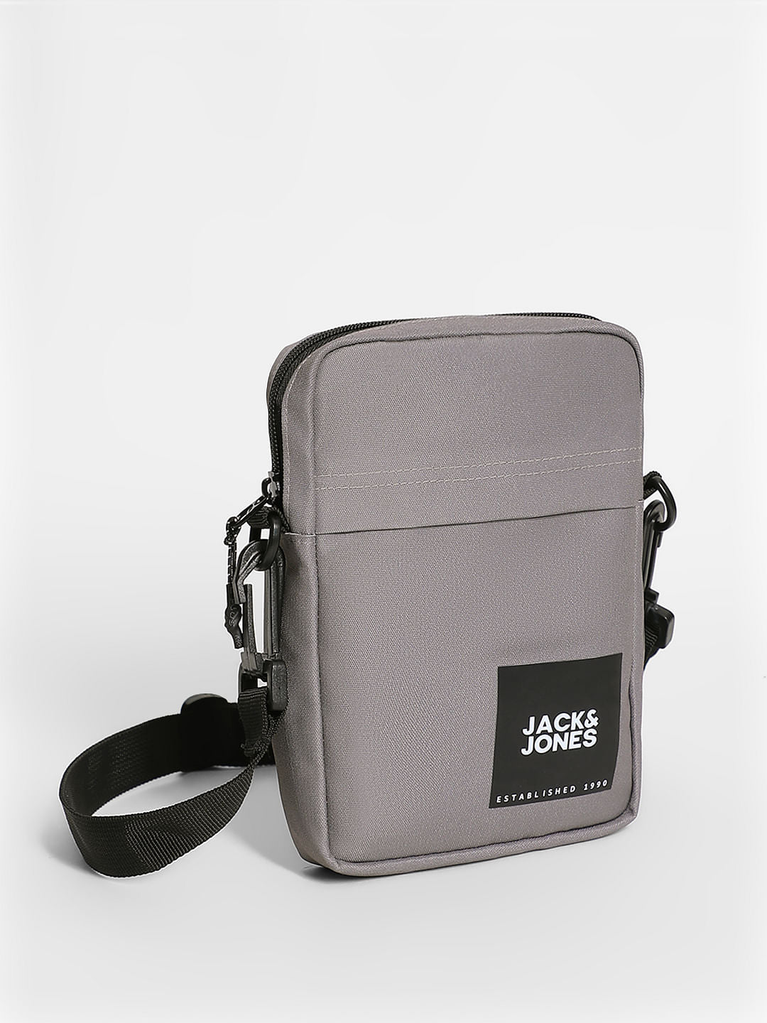 Grey Logo Print Small Sling Bag