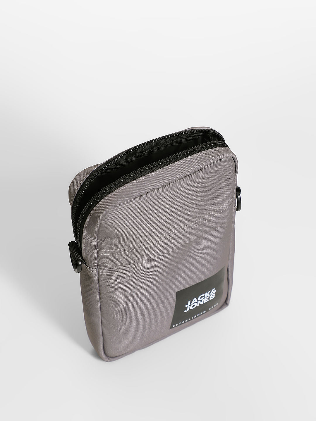 Grey Logo Print Small Sling Bag