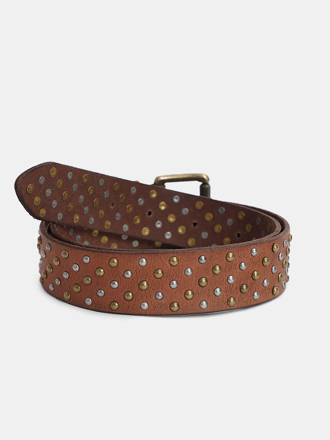 Brown Studded Leather Belt