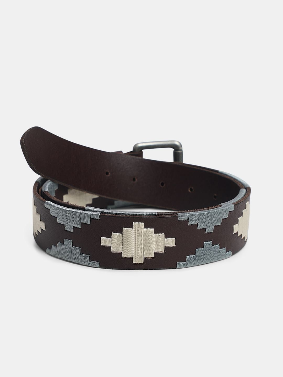 Dark Brown Woven Leather Belt