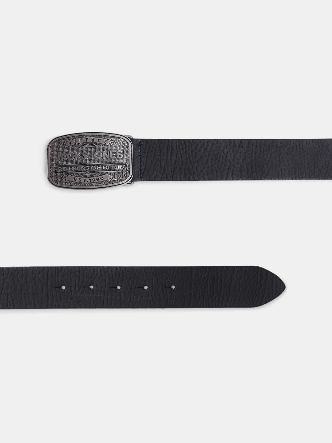 Black Vintage Plate Buckle Leather Belt