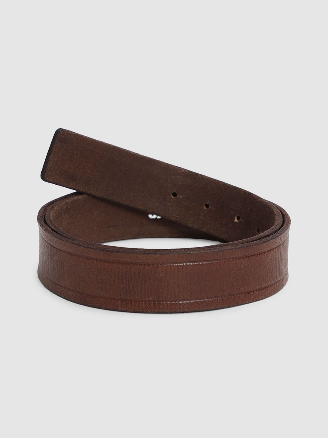 Brown Logo Buckle Leather Belt
