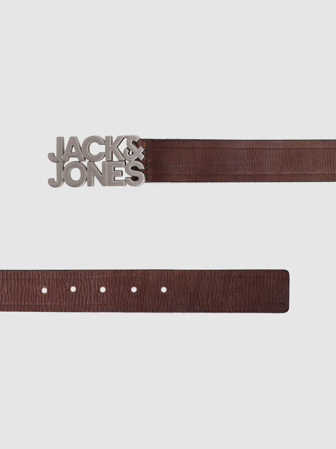 Brown Logo Buckle Leather Belt