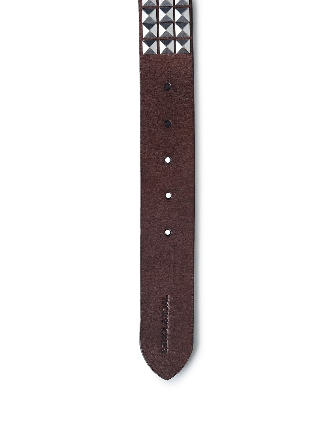 Studded Leather Belt - Dark Brown