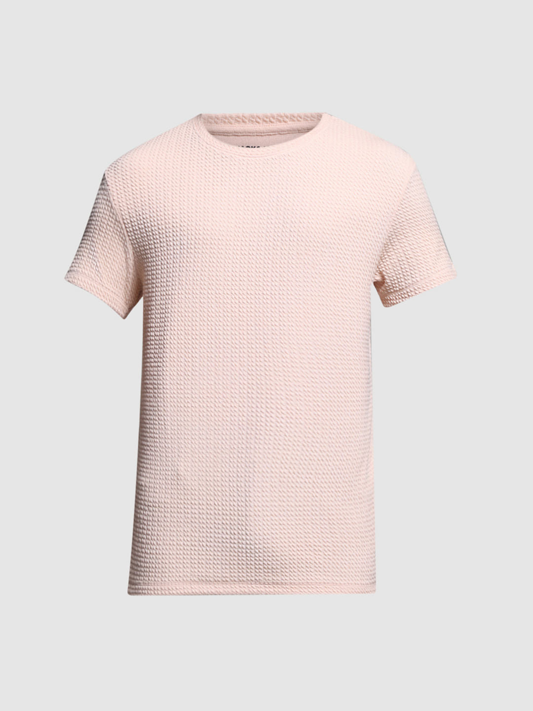 Pink Jacquard Crew Neck T-shirt