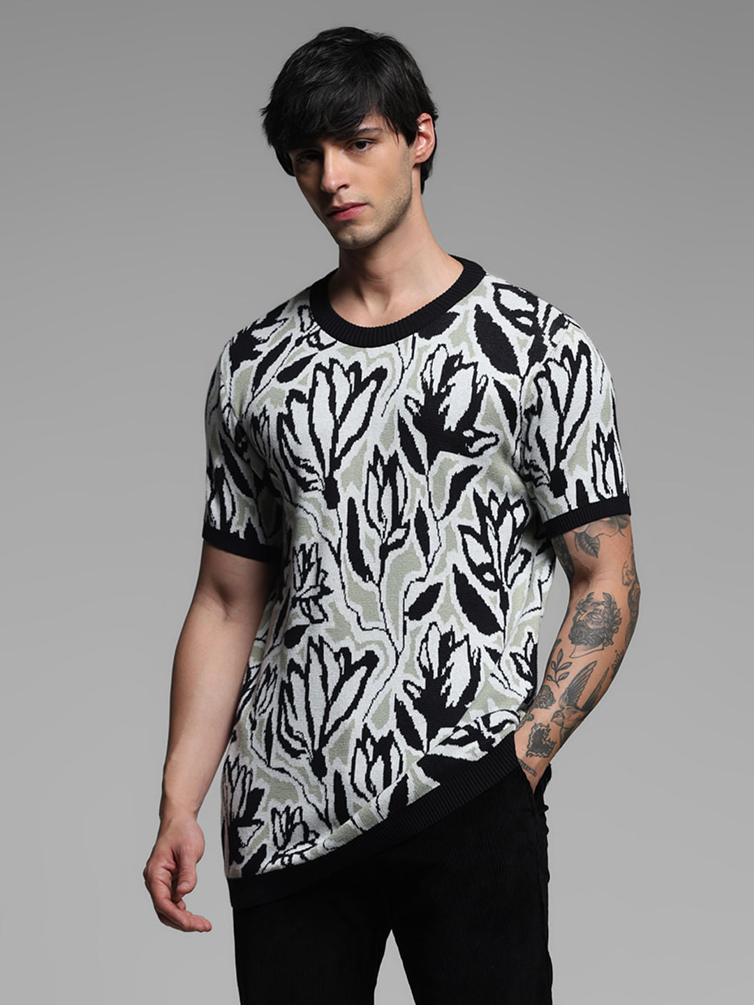 Green Abstract Print Pullover