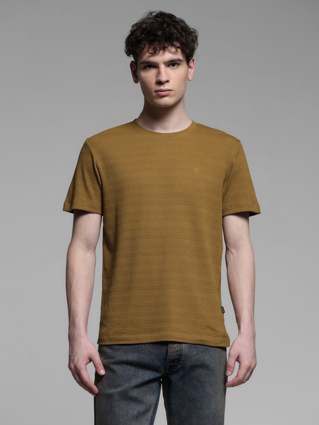 BROWN JACQUARD T-SHIRT