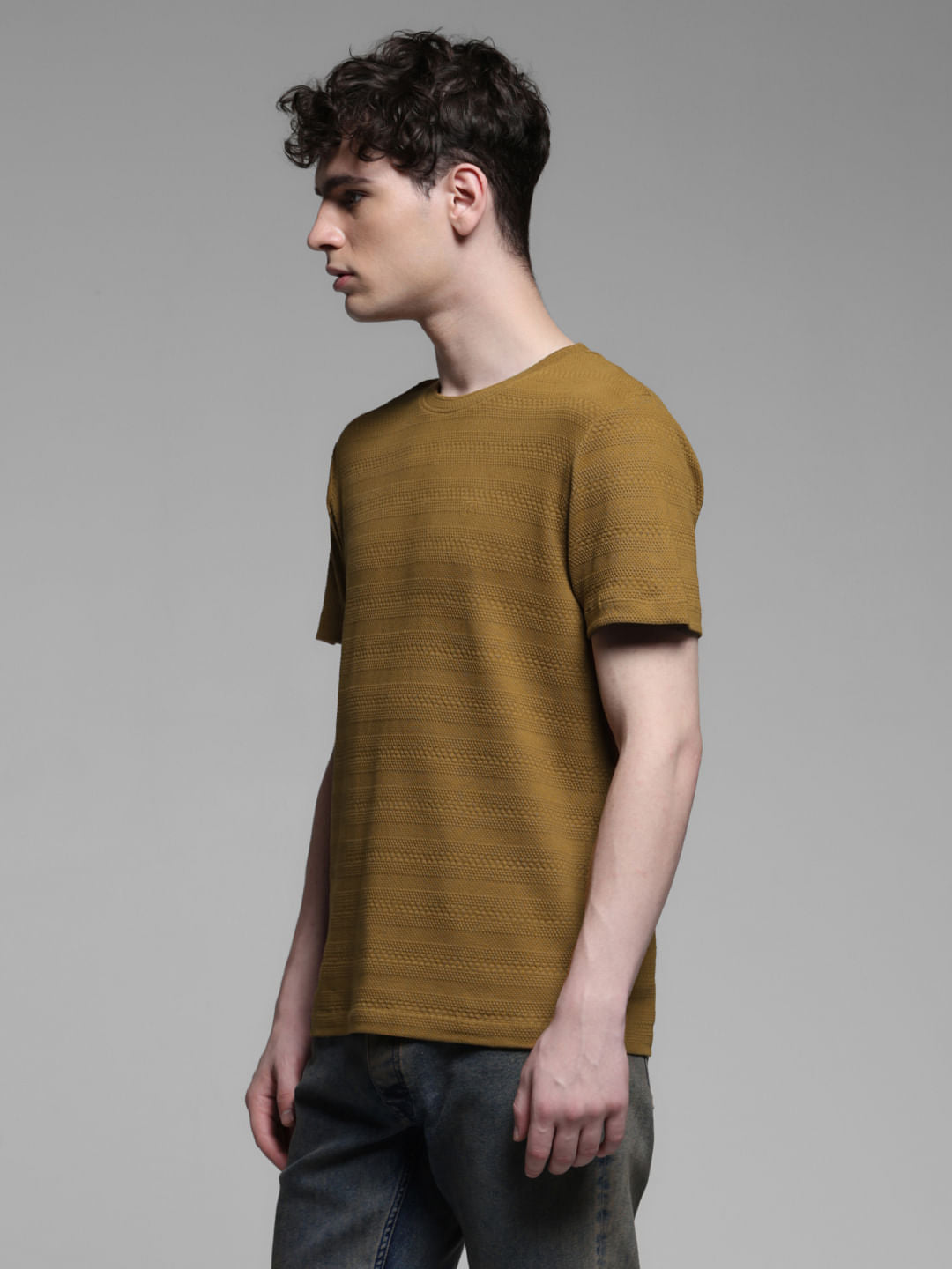 BROWN JACQUARD T-SHIRT