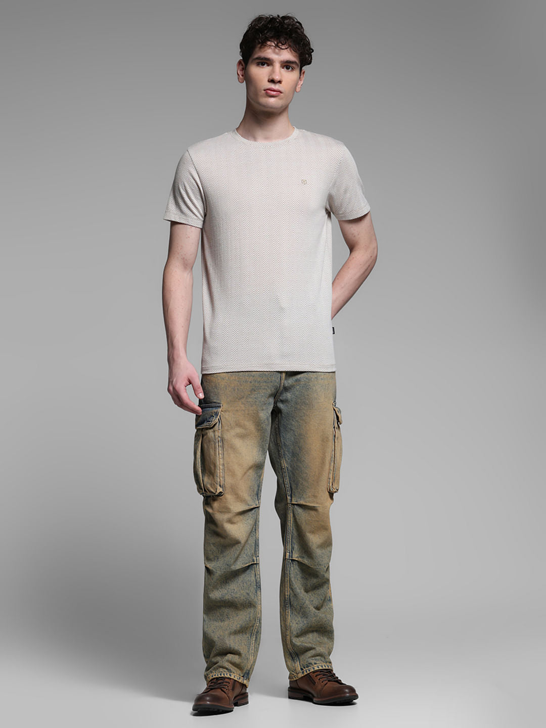 BEIGE PRINTED T-SHIRT