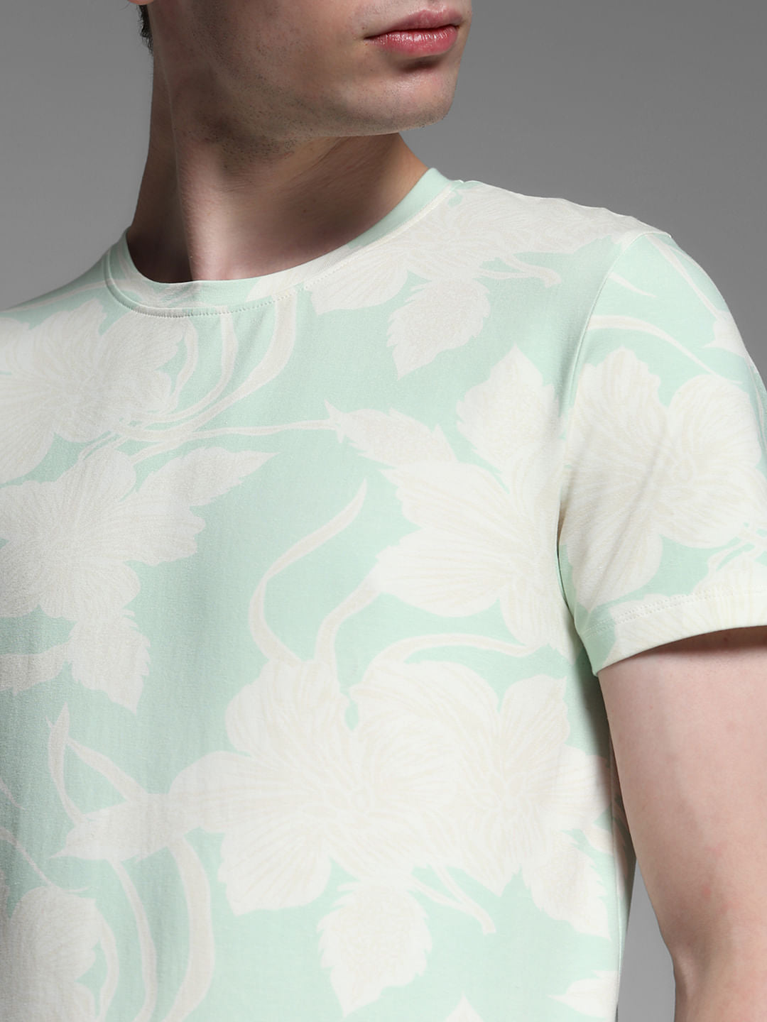 Light Green Printed Crew Neck T-shirt