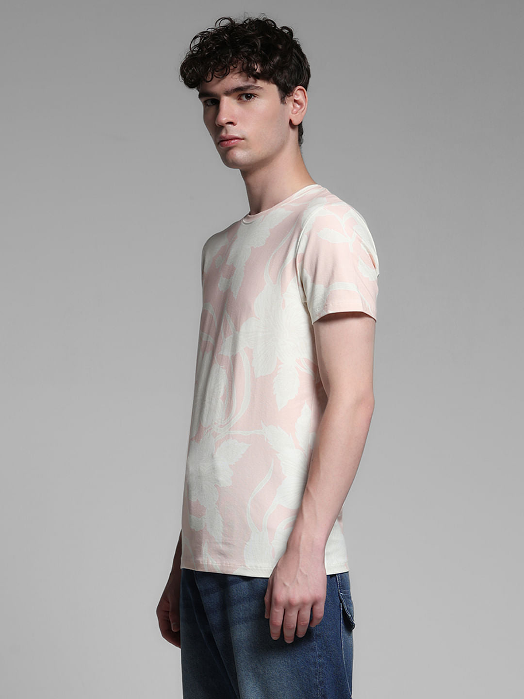 Light Pink Printed Crew Neck T-shirt