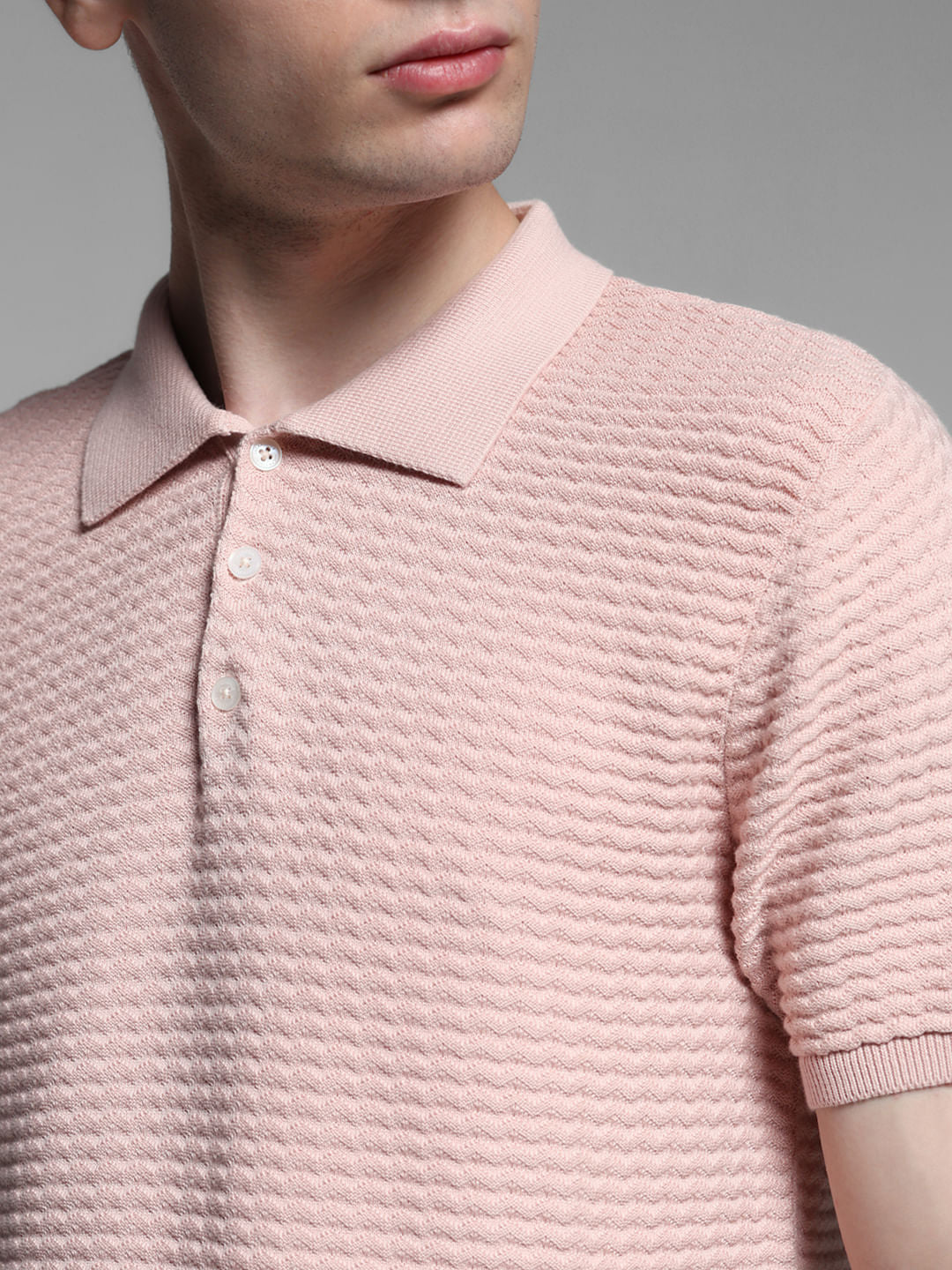 Pink Knitted Cotton Polo