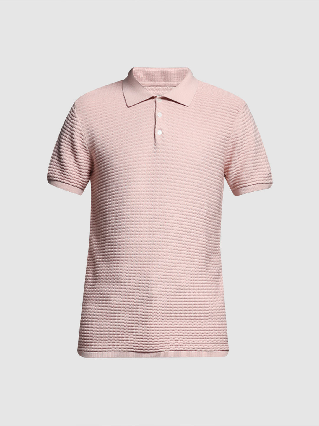 Pink Knitted Cotton Polo