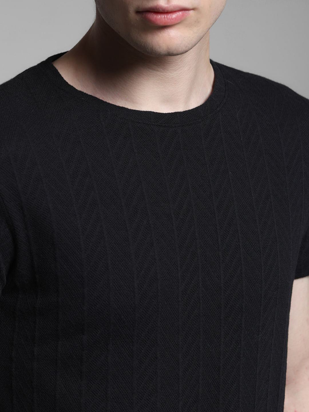 Black Jacquard Cotton T-shirt