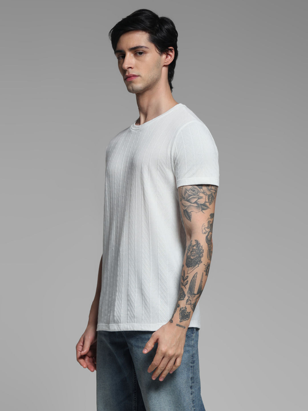 WHITE CREW NECK T-SHIRT