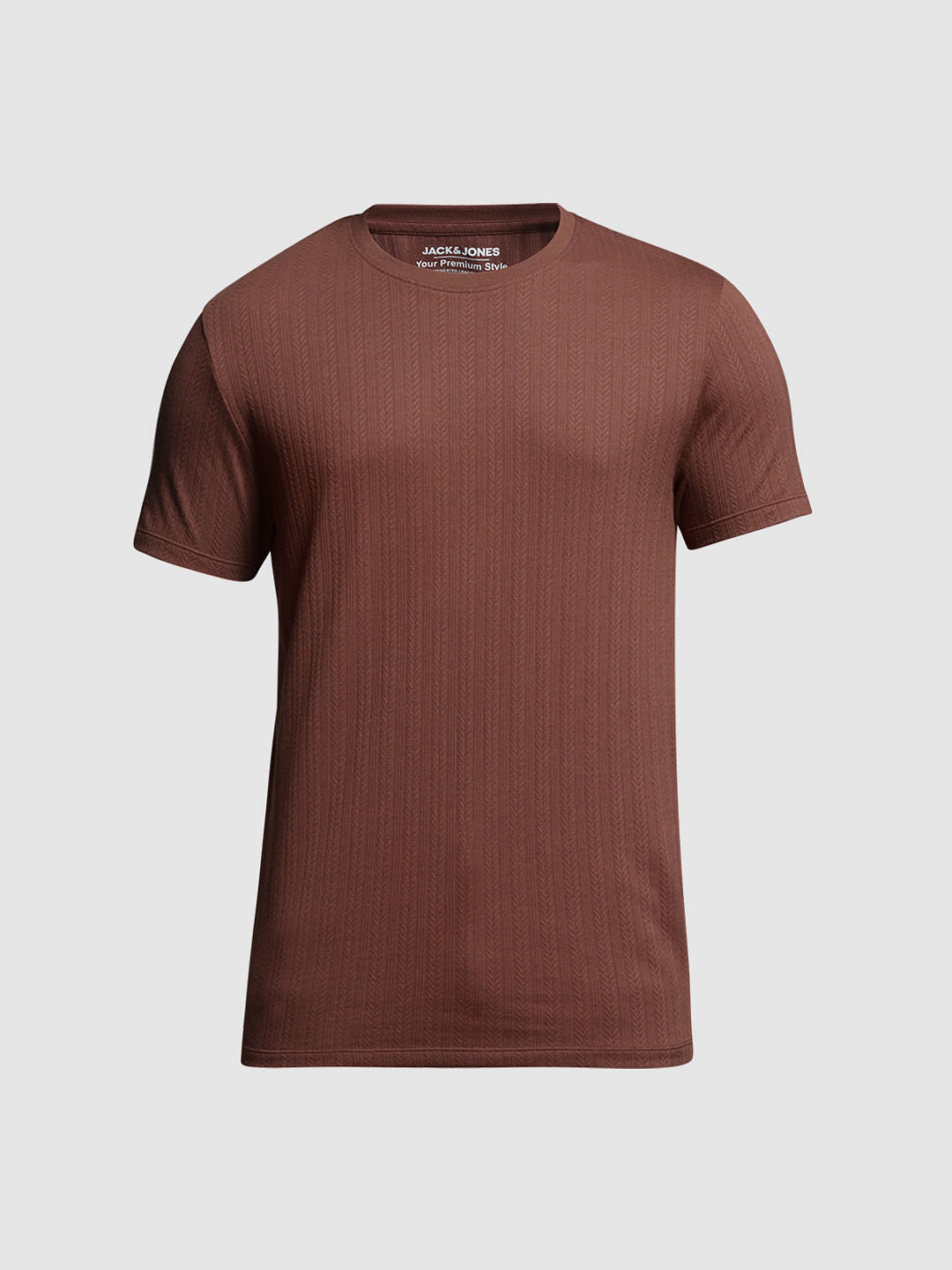 Rust Red Jacquard Knitted T-shirt